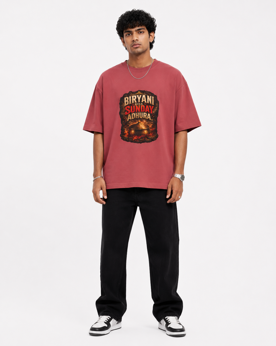 Biryani Sunday Hindi Unisex Oversized Classic T-Shirt