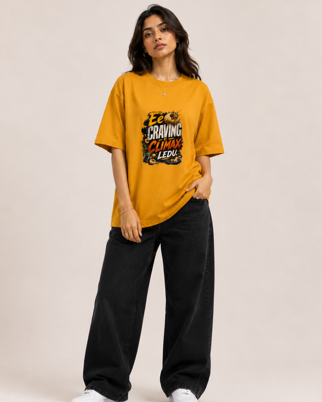 Panipuri Cravings Telugu Unisex Oversized Classic T-Shirt
